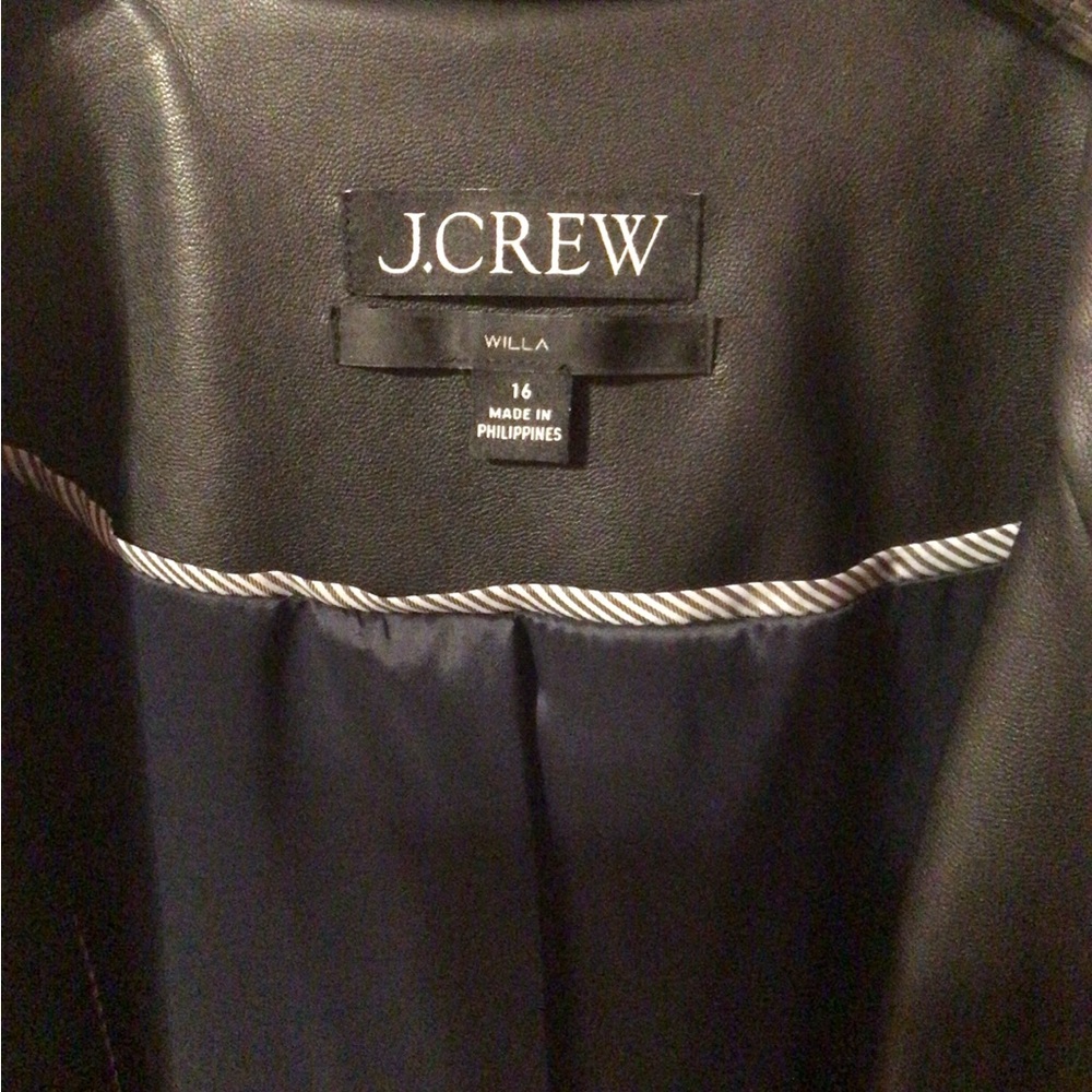 J. Crew Willa blazer in Black Faux Leather - size 16 EUC - Picture 3 of 3
